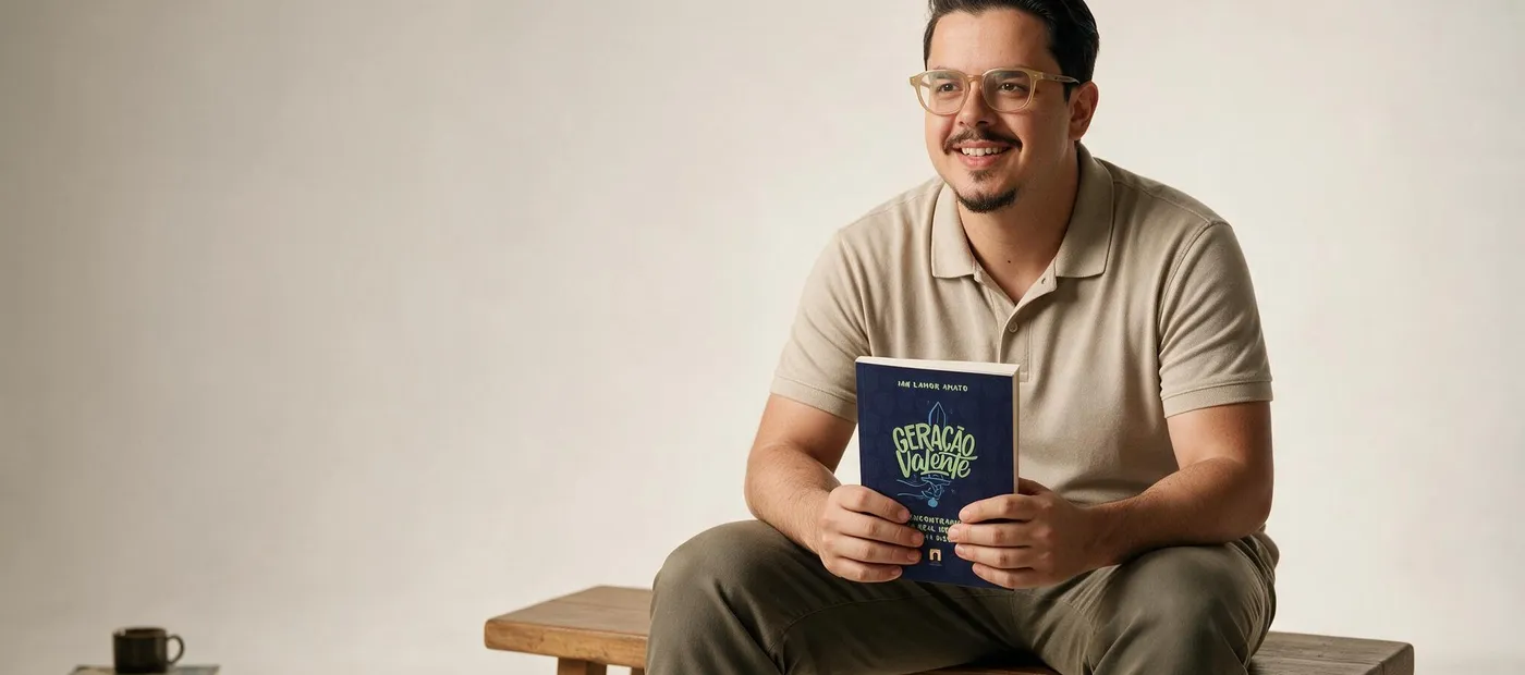 Ian Lahor Amato com o livro Geração Valente